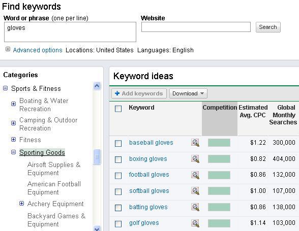 Find Keywords for your website Google Keyword Tool